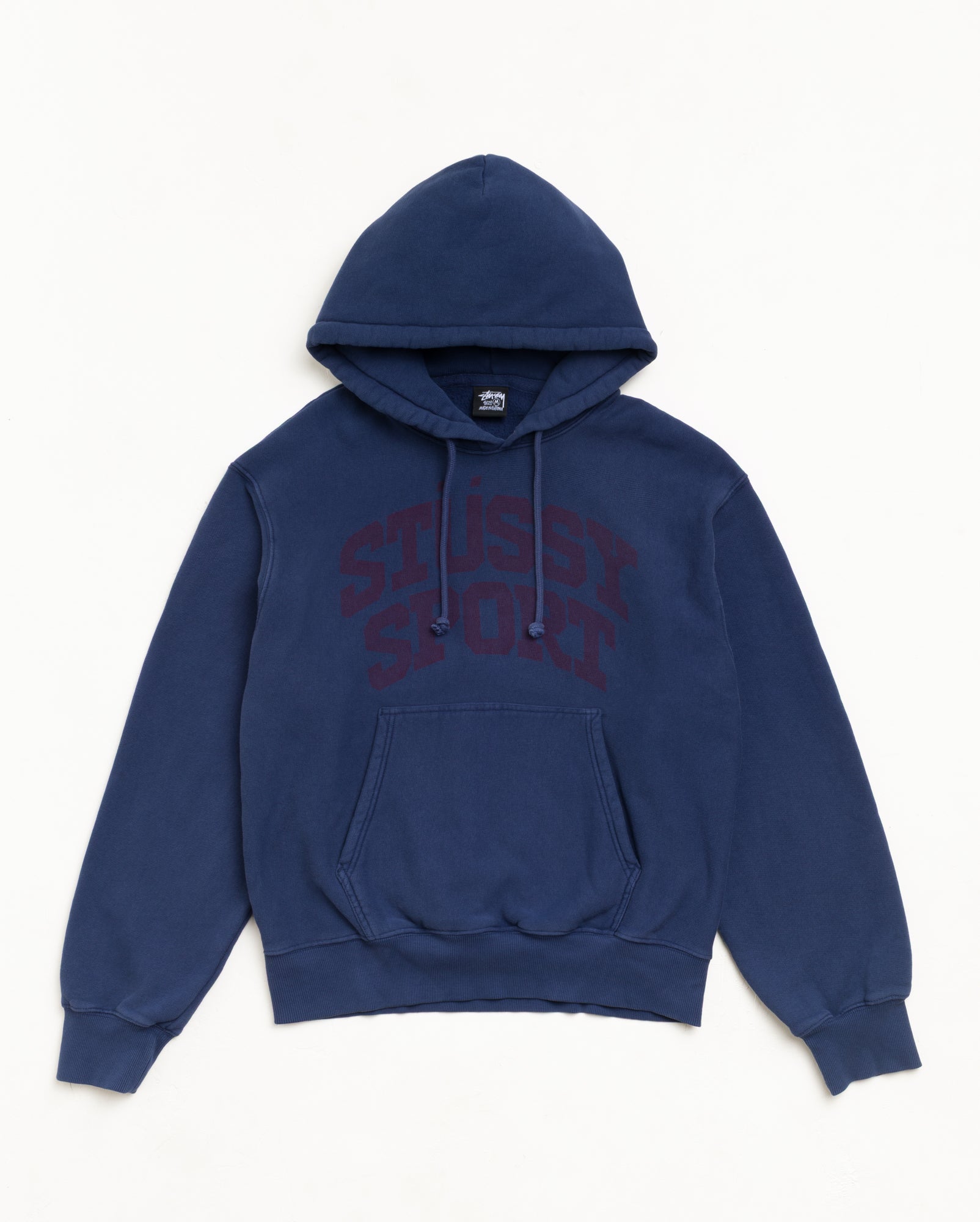 Stussy Sweats Block Sport Hoodie Felpa Midnight Garment Dyed