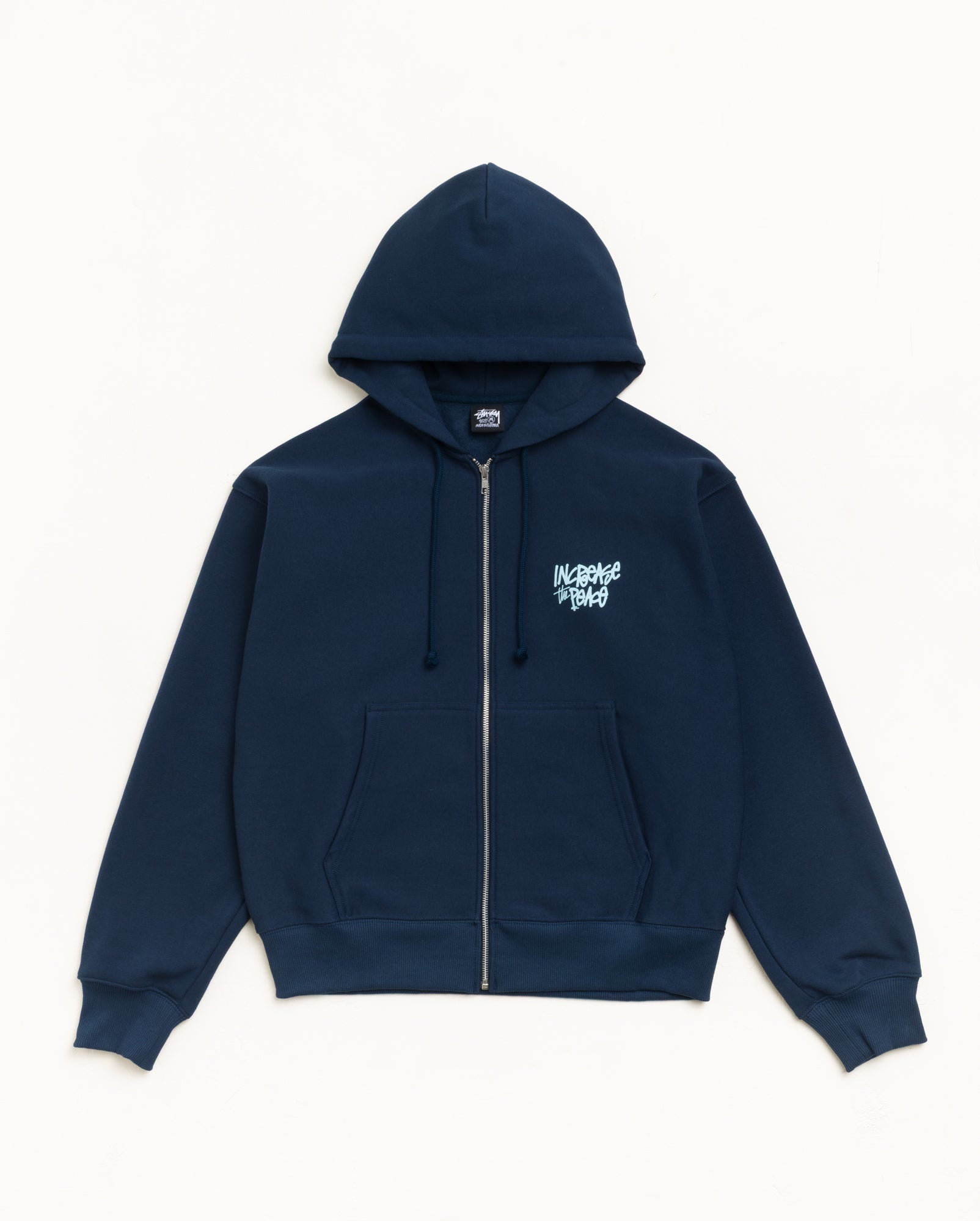 Stussy Peace Increased Zip Hoodie felpa Navy 430gsm