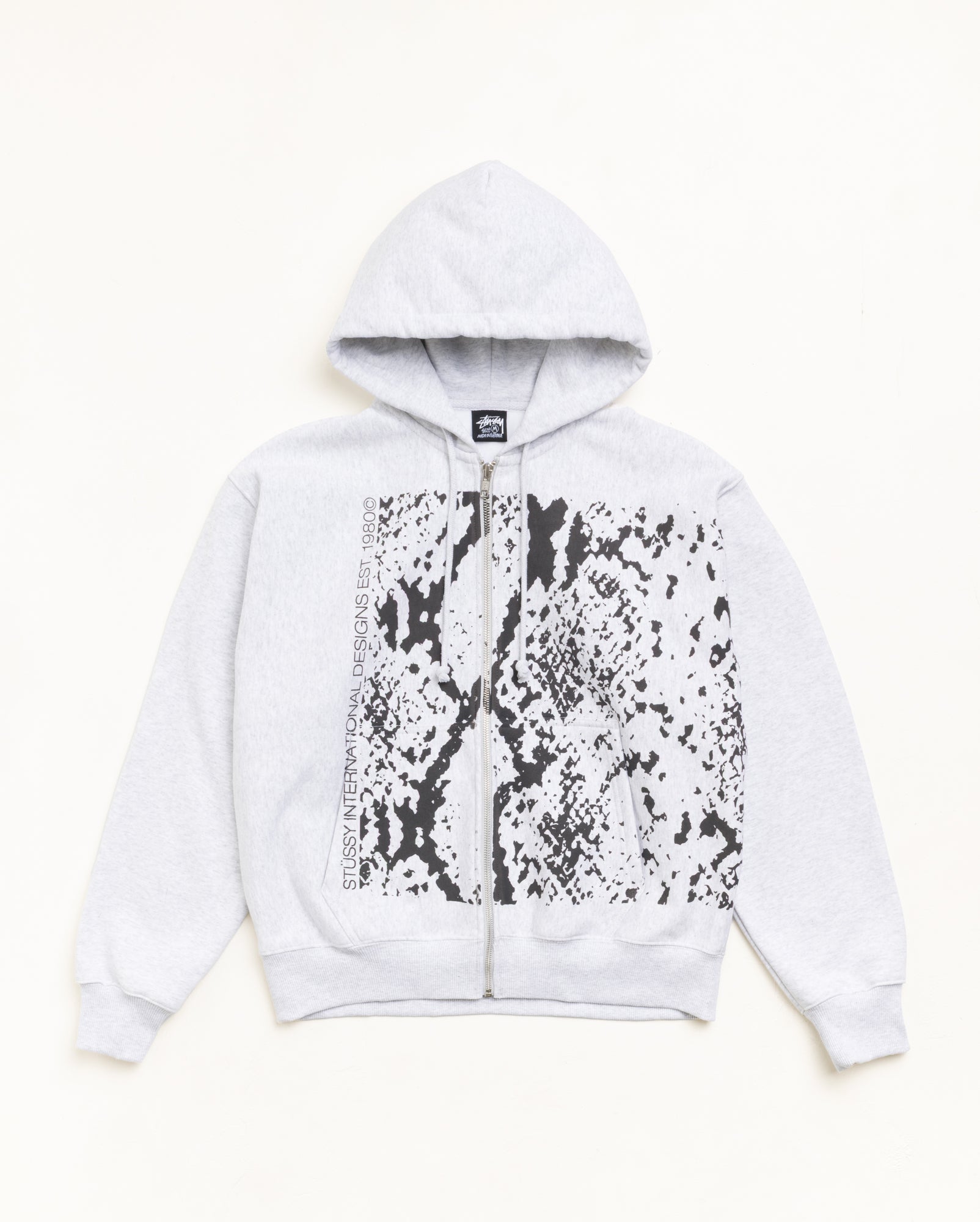 Stussy Snakeskin Zip Felpa Ash Heather 430gsm