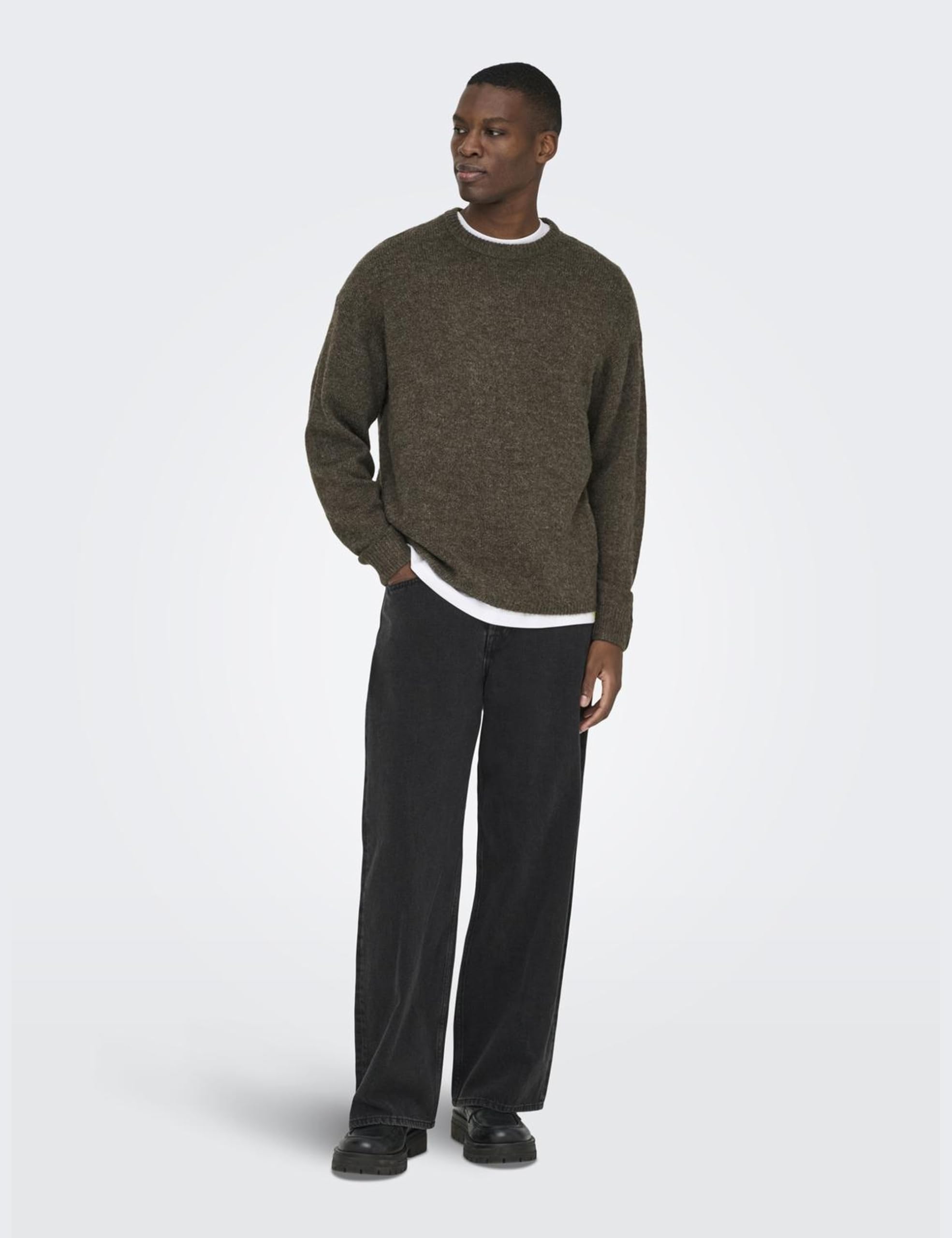 Only & Sons Onswake Pullover Uomo M Grigio Girocollo Relaxed