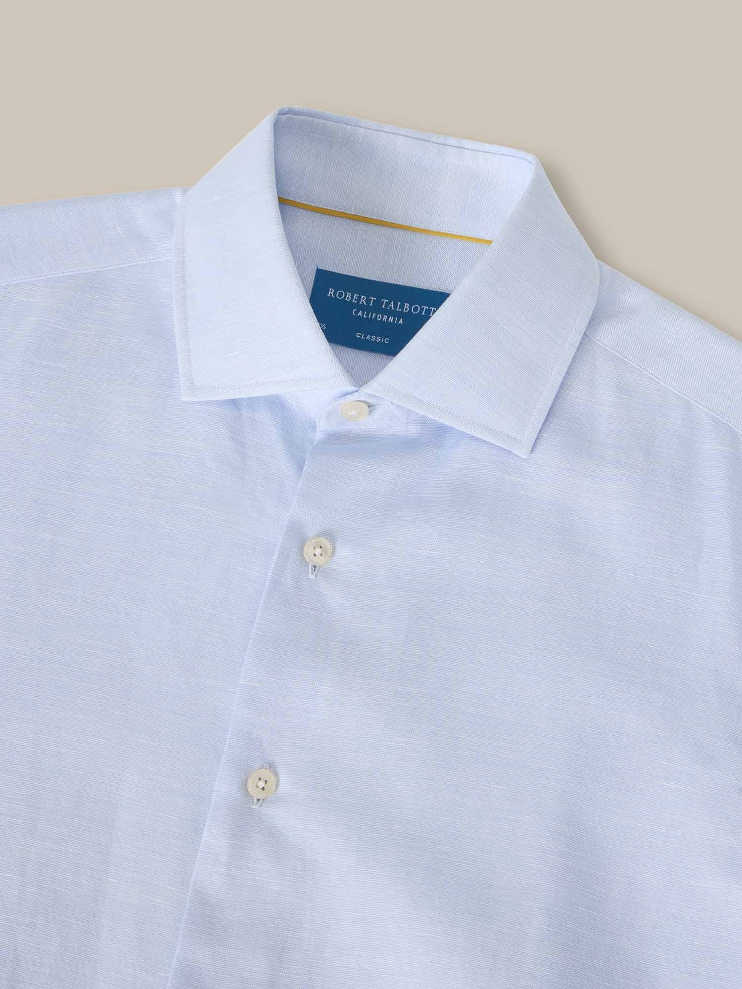 Robert Talbott Reynolds camicia lino cotone blu
