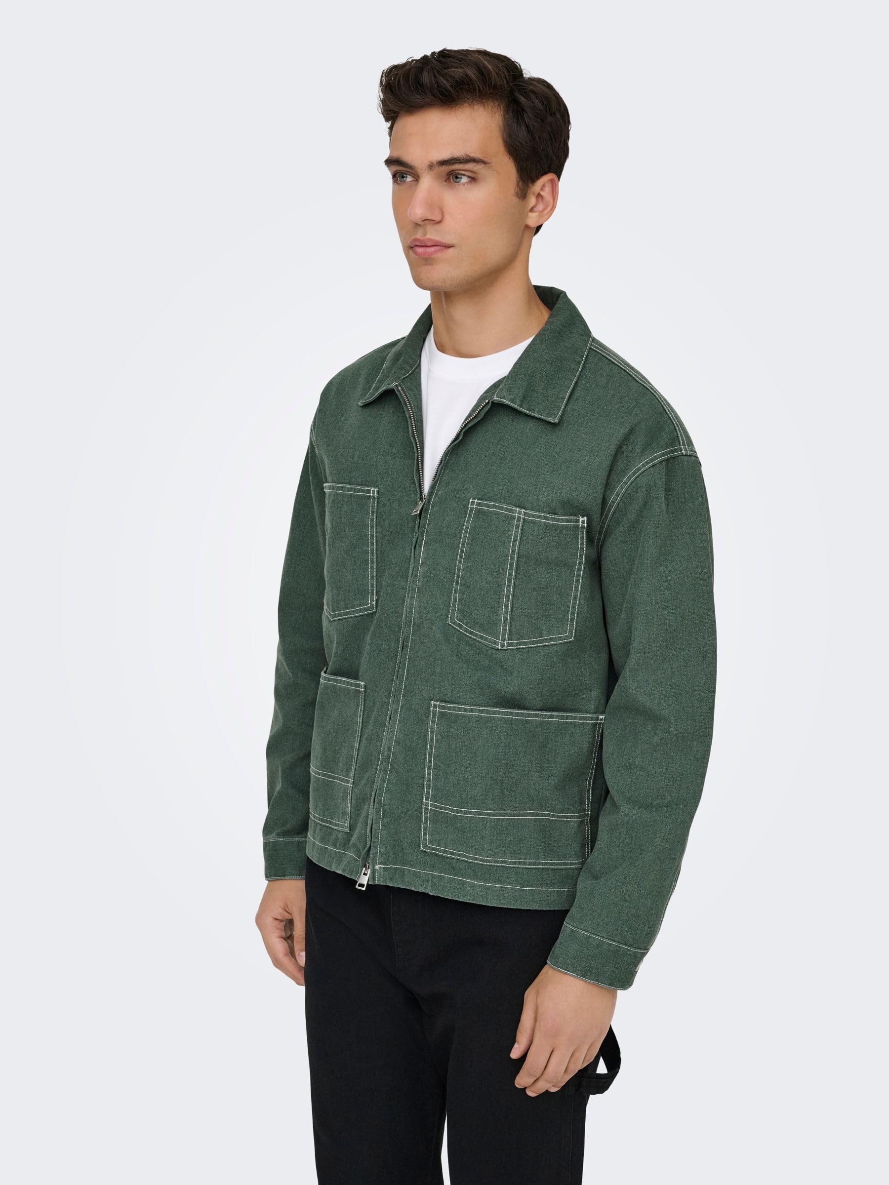 Only & Sons Onszealand 6017 giacca denim uomo taglia S con zip