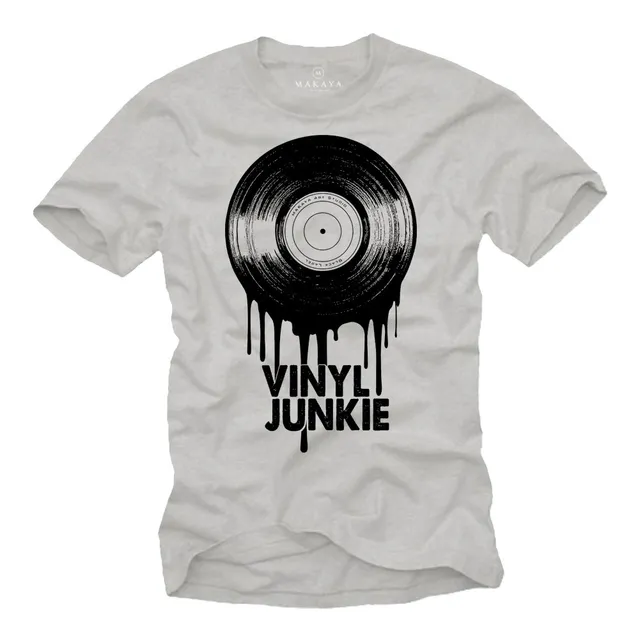 MAKAYA T-Shirt Uomo Vinyl Junkie Maglietta XXL 100% Cotone
