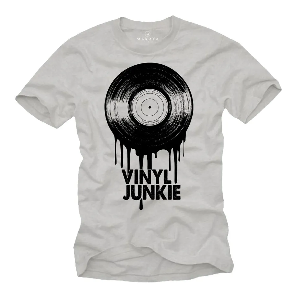 MAKAYA T-Shirt Uomo Vinyl Junkie Maglietta XXL 100% Cotone
