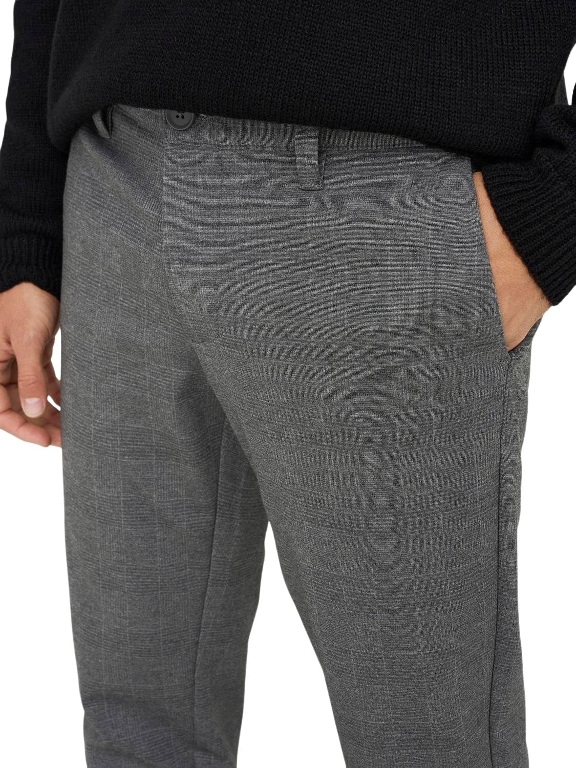 Only & Sons Onsmark Check Pants chino uomo 33W/34L nero