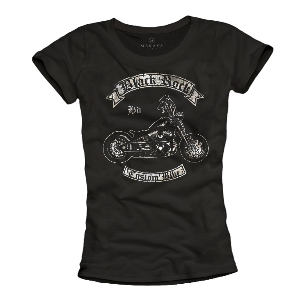 MAKAYA T-Shirt Donna Black Rock maglietta moto nera L