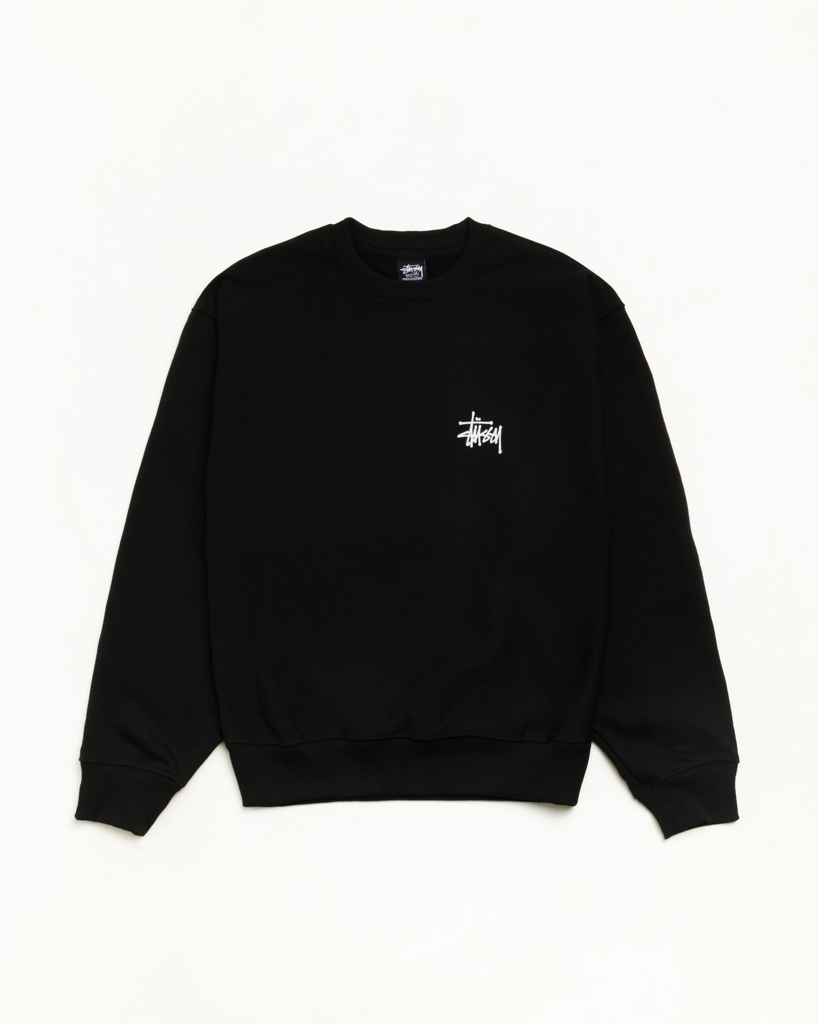 Stussy Sweats Basic Crew felpa nera 430 gsm