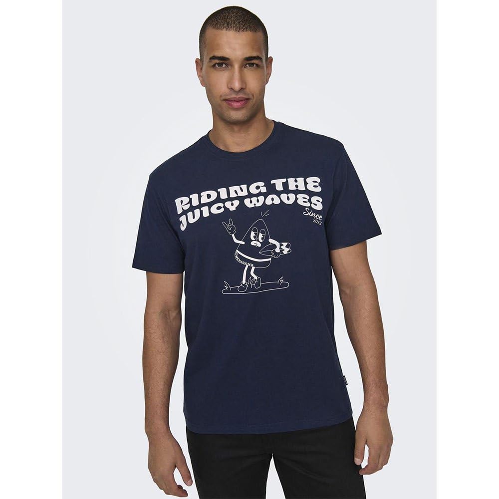 Only & Sons Kim Reg Funny T-shirt uomo XS cotone bio