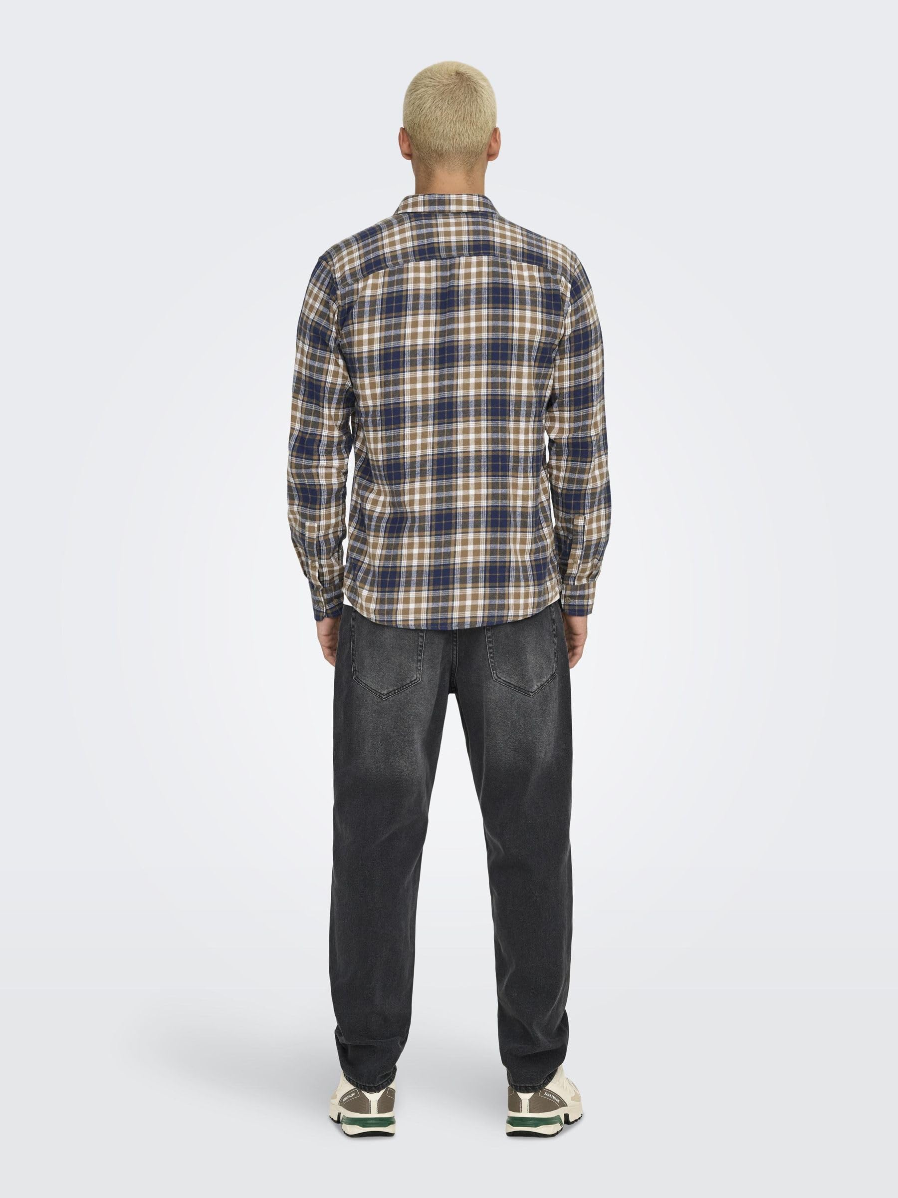 Only & Sons Onsral LS Slim Check Camicia uomo Kangaroo a quadri