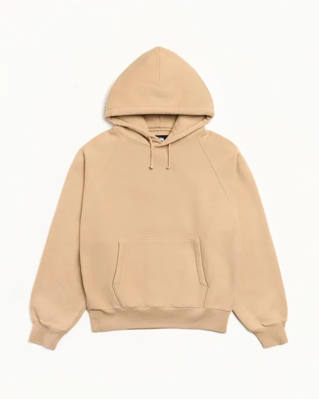 Stussy Sweats Relaxed Hoodie Felpa Khaki cotone 535 gsm
