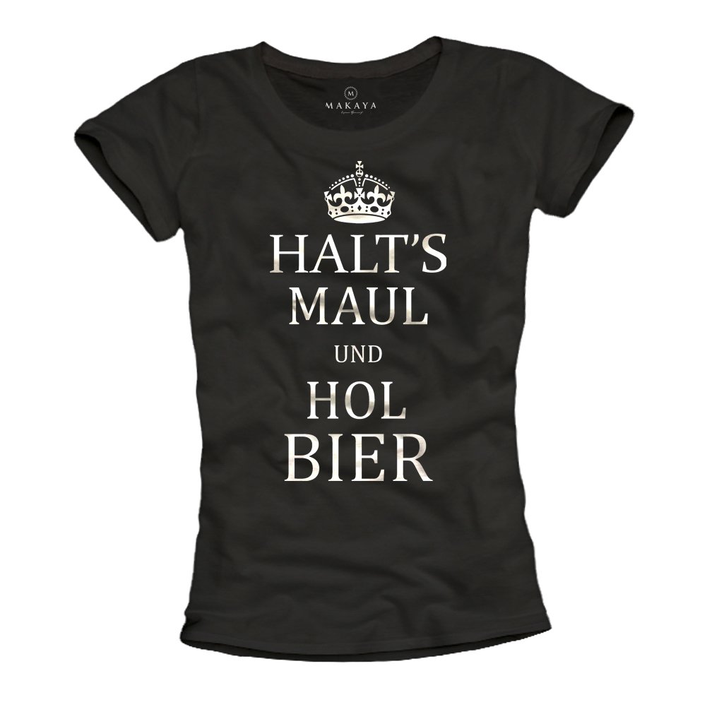Makaya Zitto e Portare Birra t-shirt donna cotone nera S