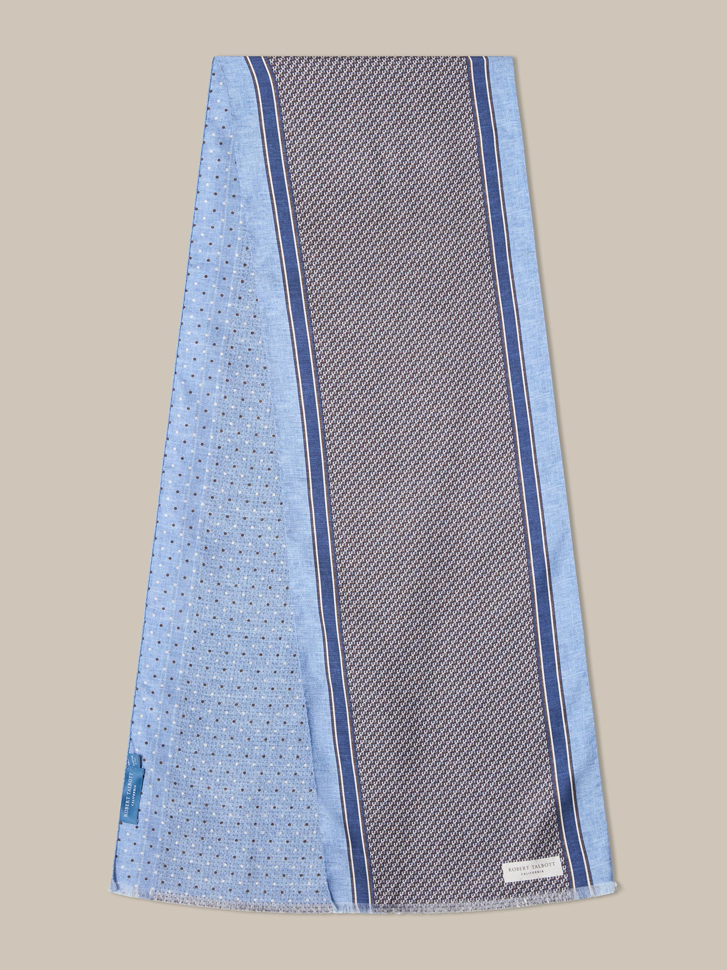Robert Talbott Niven Houndstooth Sciarpa Seta Blu OS
