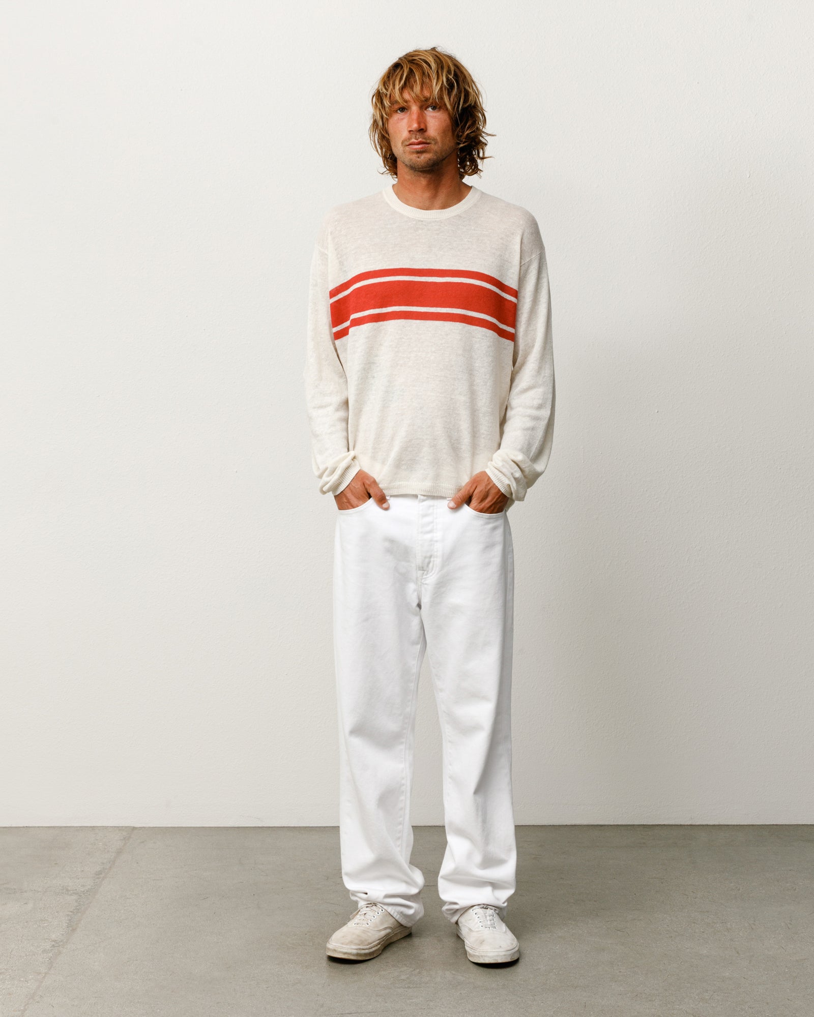 Stussy Lightweight Striped Sweater maglione Bone