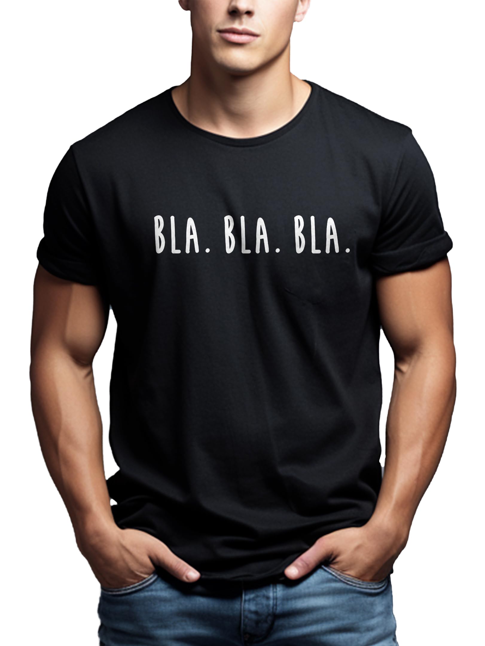 MAKAYA Bla Bla Bla T-Shirt Uomo M Cotone Scritte