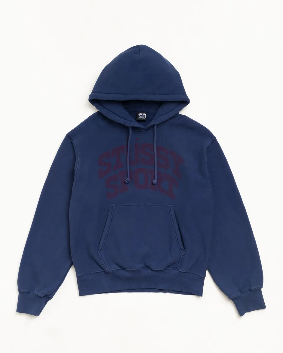 Stussy Sweats Block Sport Hoodie Felpa Midnight Garment Dyed
