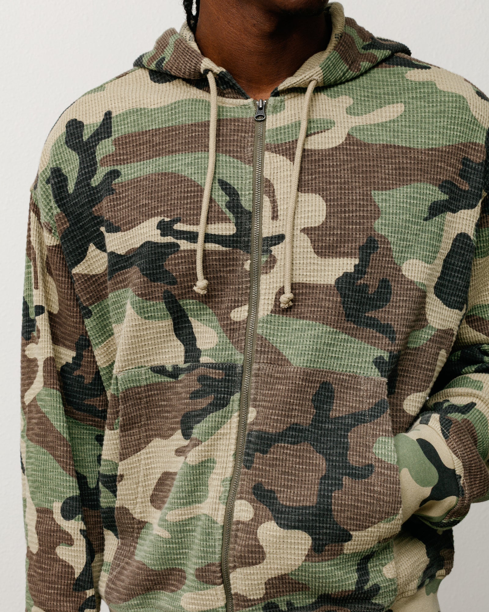Stussy Sweats Lightweight Thermal Hoodie felpa Camo cotone