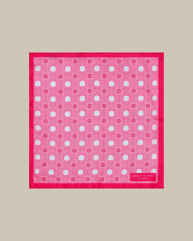 Robert Talbott York Pochette Seta Rosa Geo Herringbone