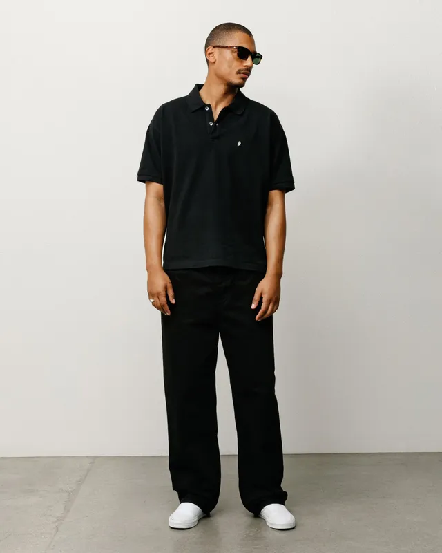 Stussy Classic Pique Polo polo cotone nero madreperla