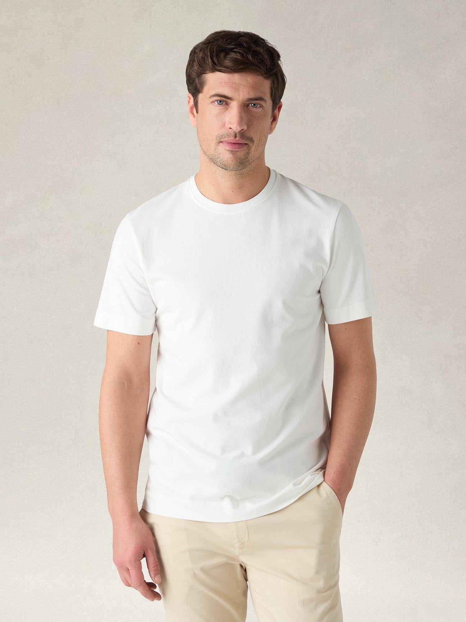 Robert Talbott Dean Tee T-Shirt Cotone Bianco Classic White