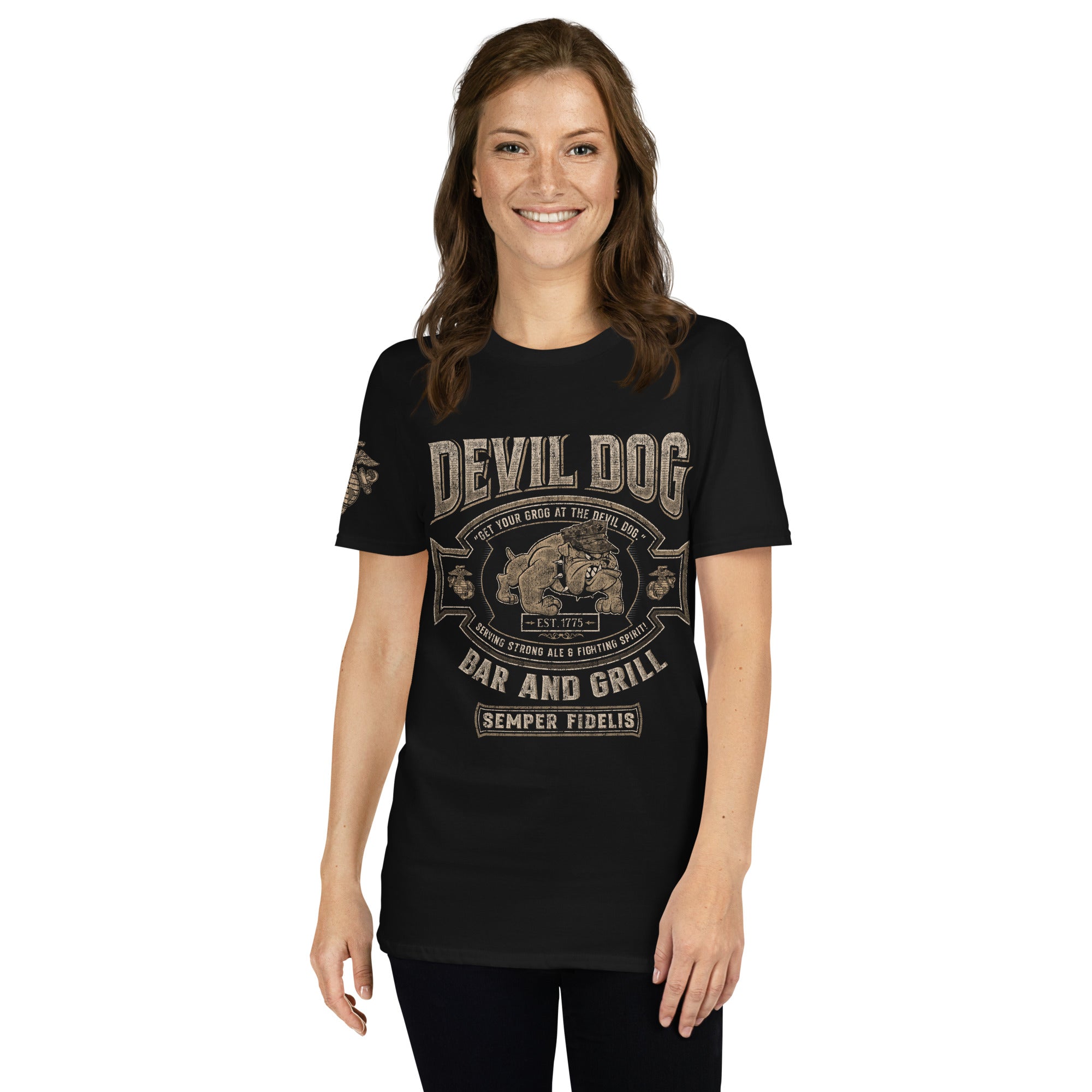 7.62 Design USMC Devil Dog Maglietta Nera Cotone Uomo