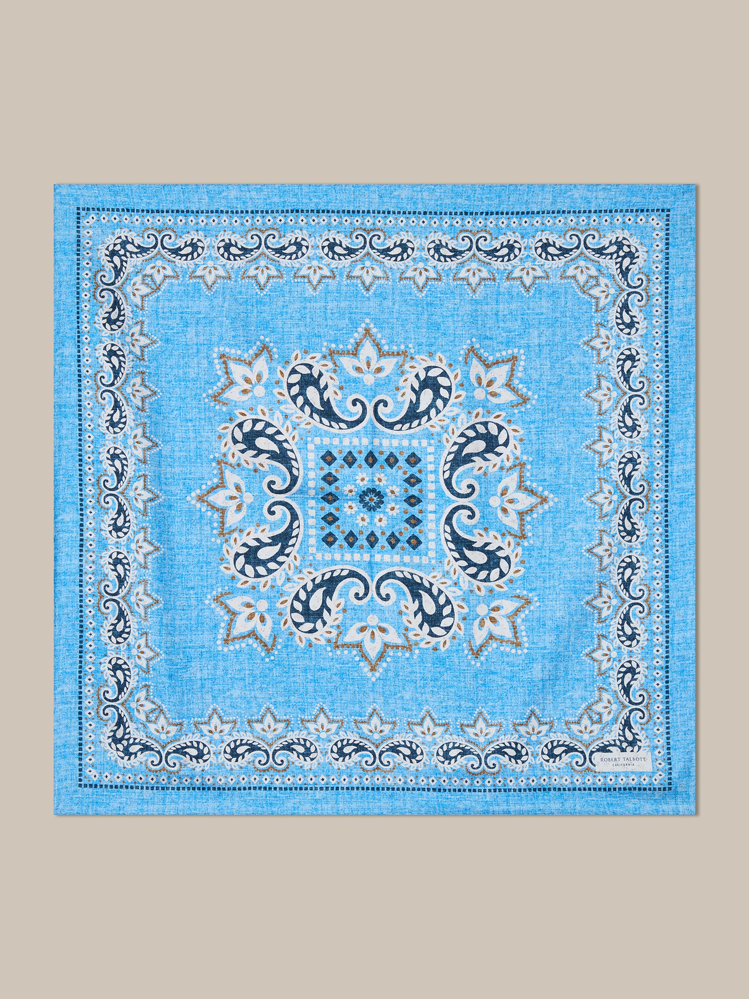 Robert Talbott Harmon foulard seta azzurro floreale reversibile