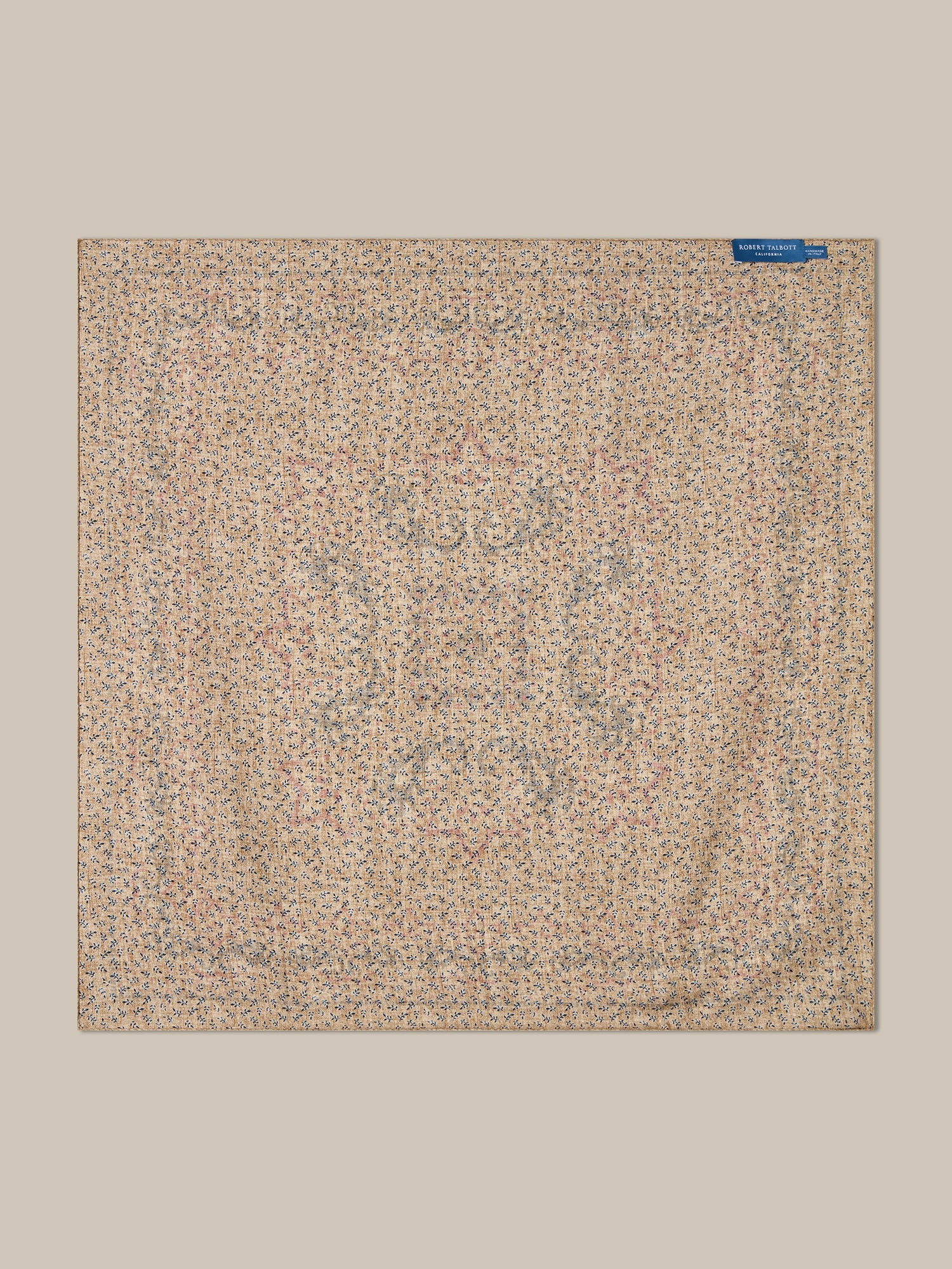 Robert Talbott Harmon Reversible Floral Foulard Tan seta