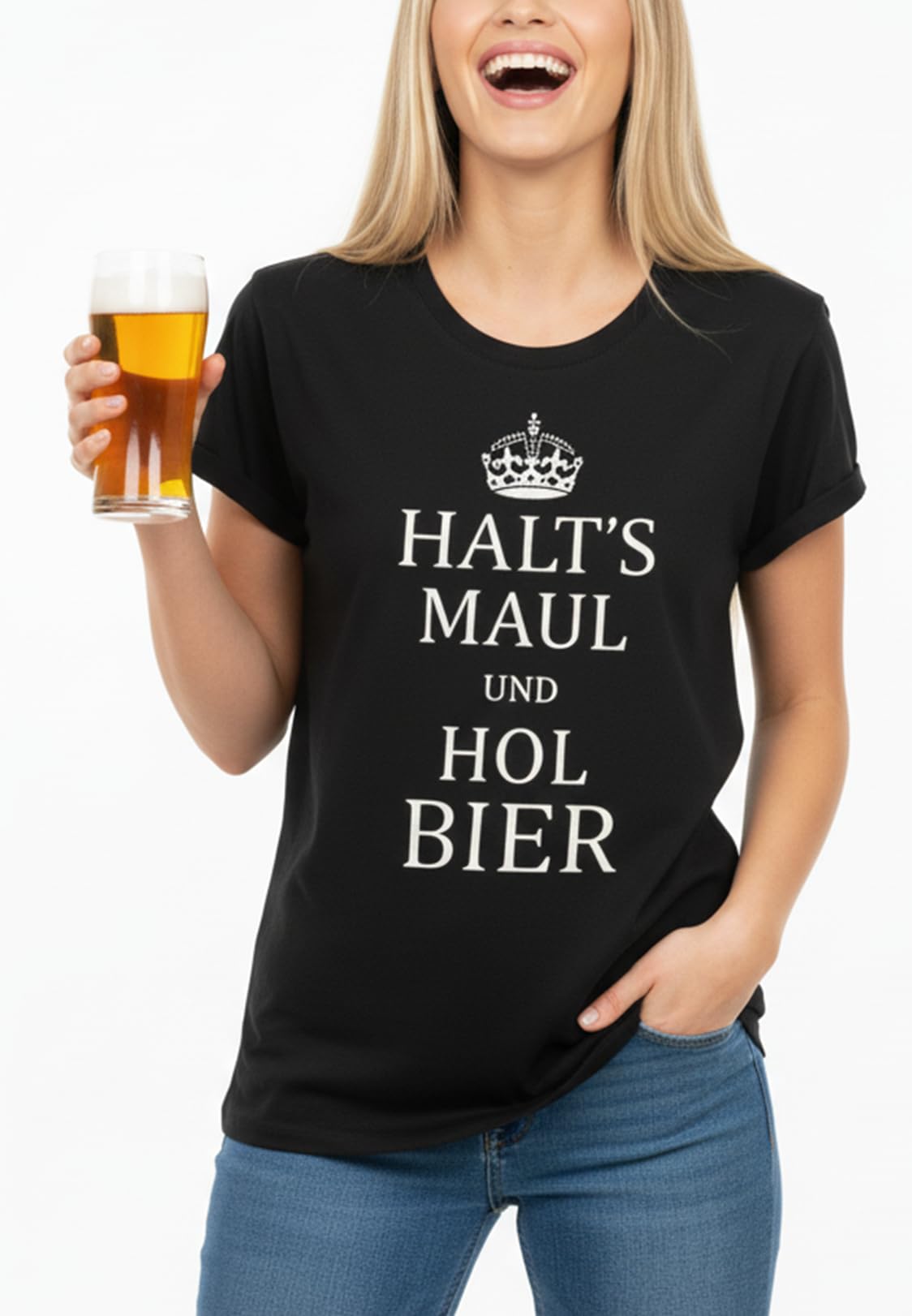 Makaya Zitto e Portare Birra t-shirt donna cotone nera S