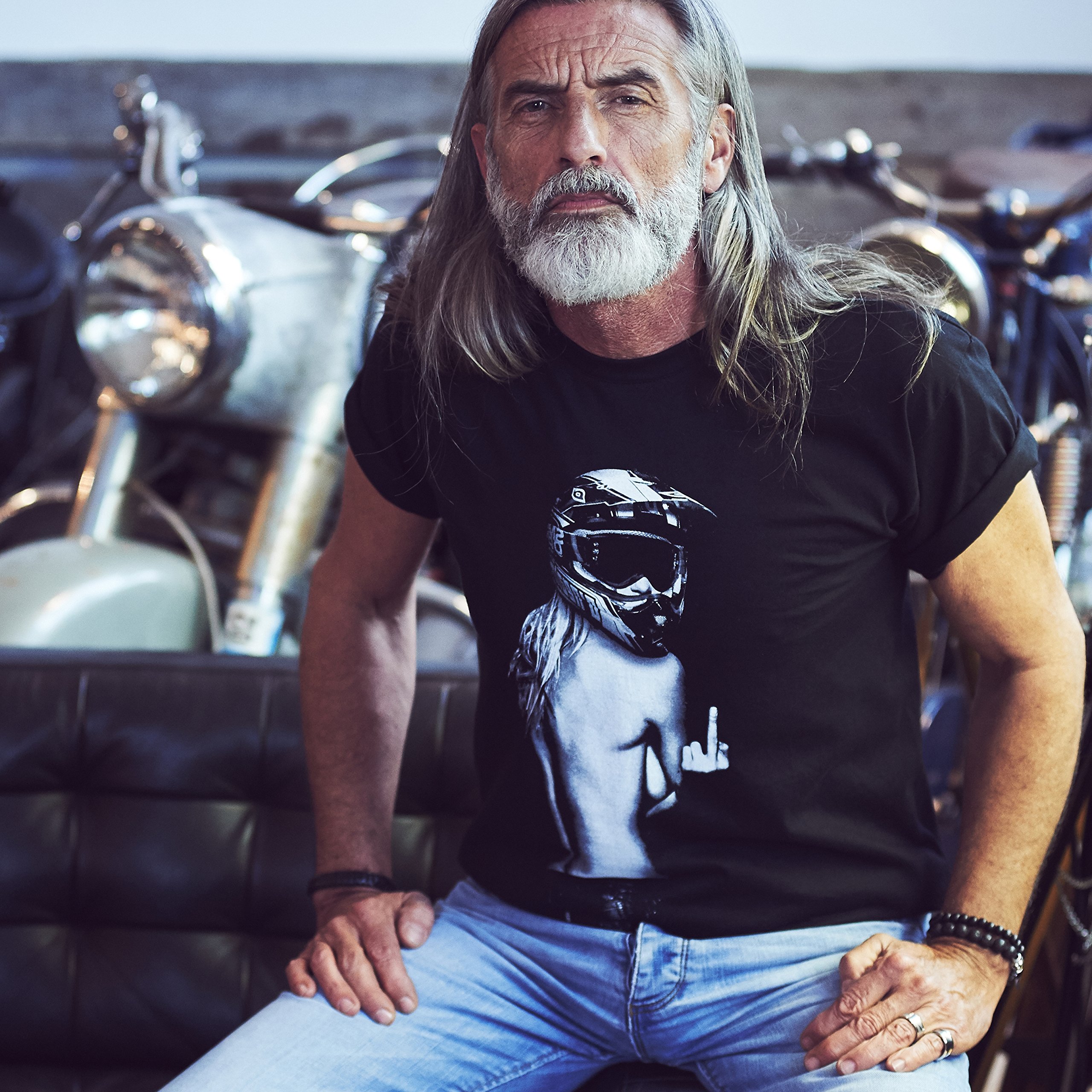 MAKAYA T-Shirt Uomo Casco Motocross Maglietta XL Cotone
