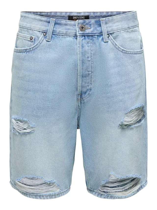 ONLY & SONS Onsfade Shorts Uomo XL Denim Chiaro Loose