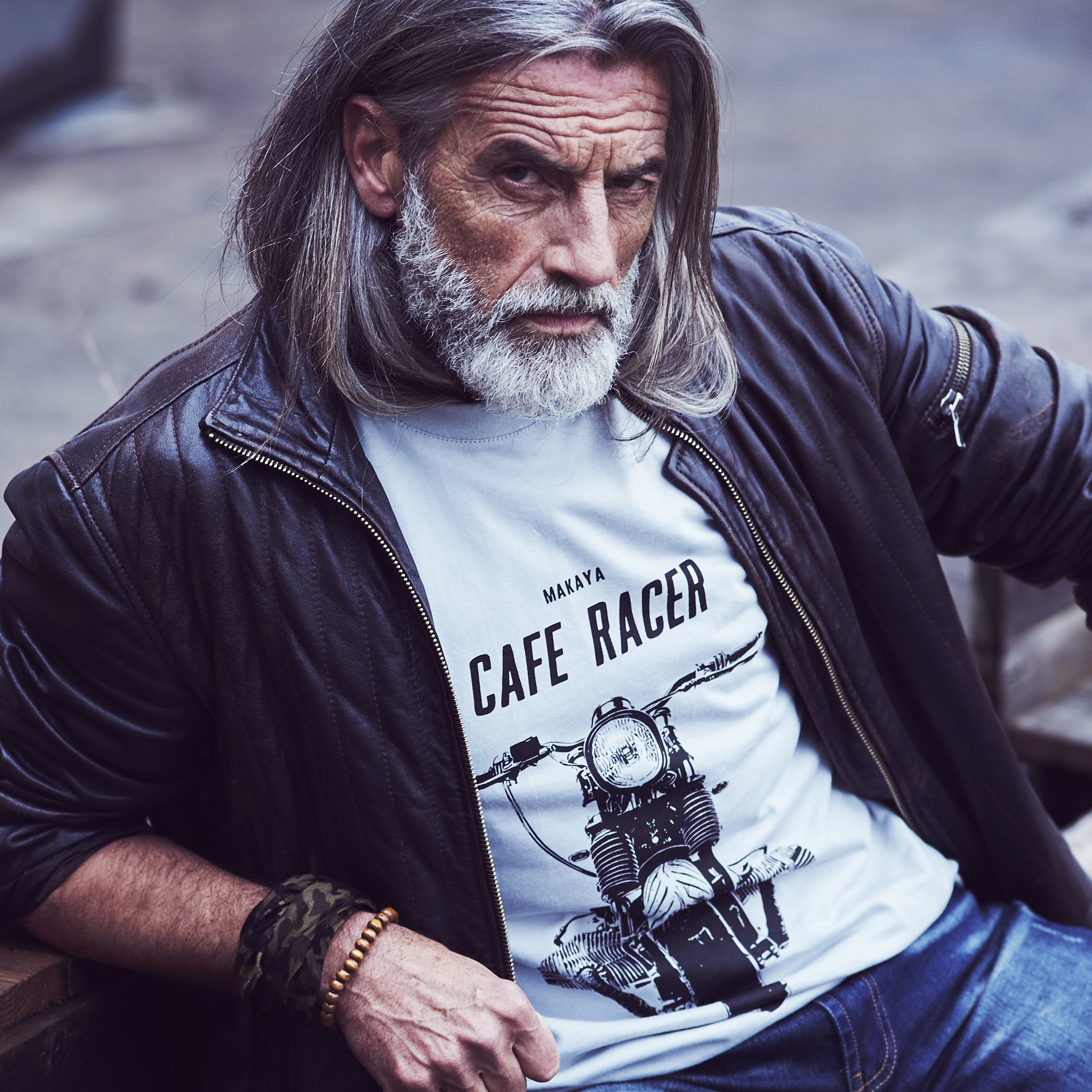 MAKAYA Cafe Racer R100 T-Shirt Uomo Cotone Moto