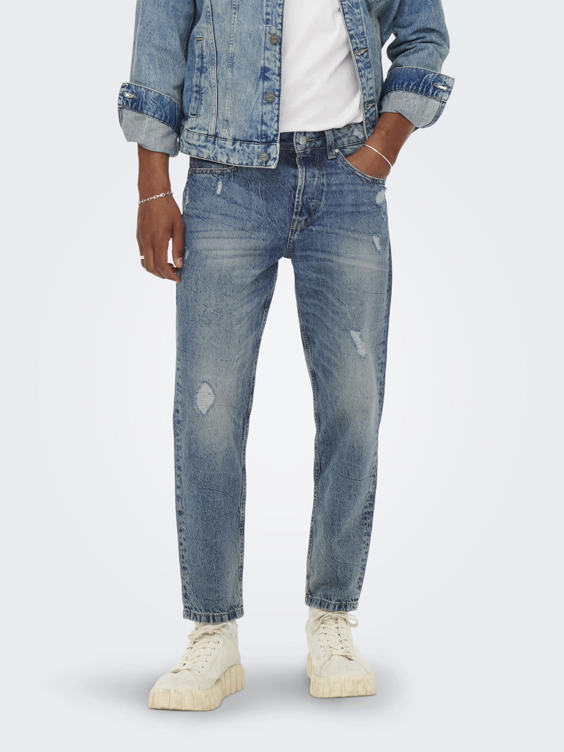 Only & Sons Jeans Uomo 33W/34L Blu Pacco da 2