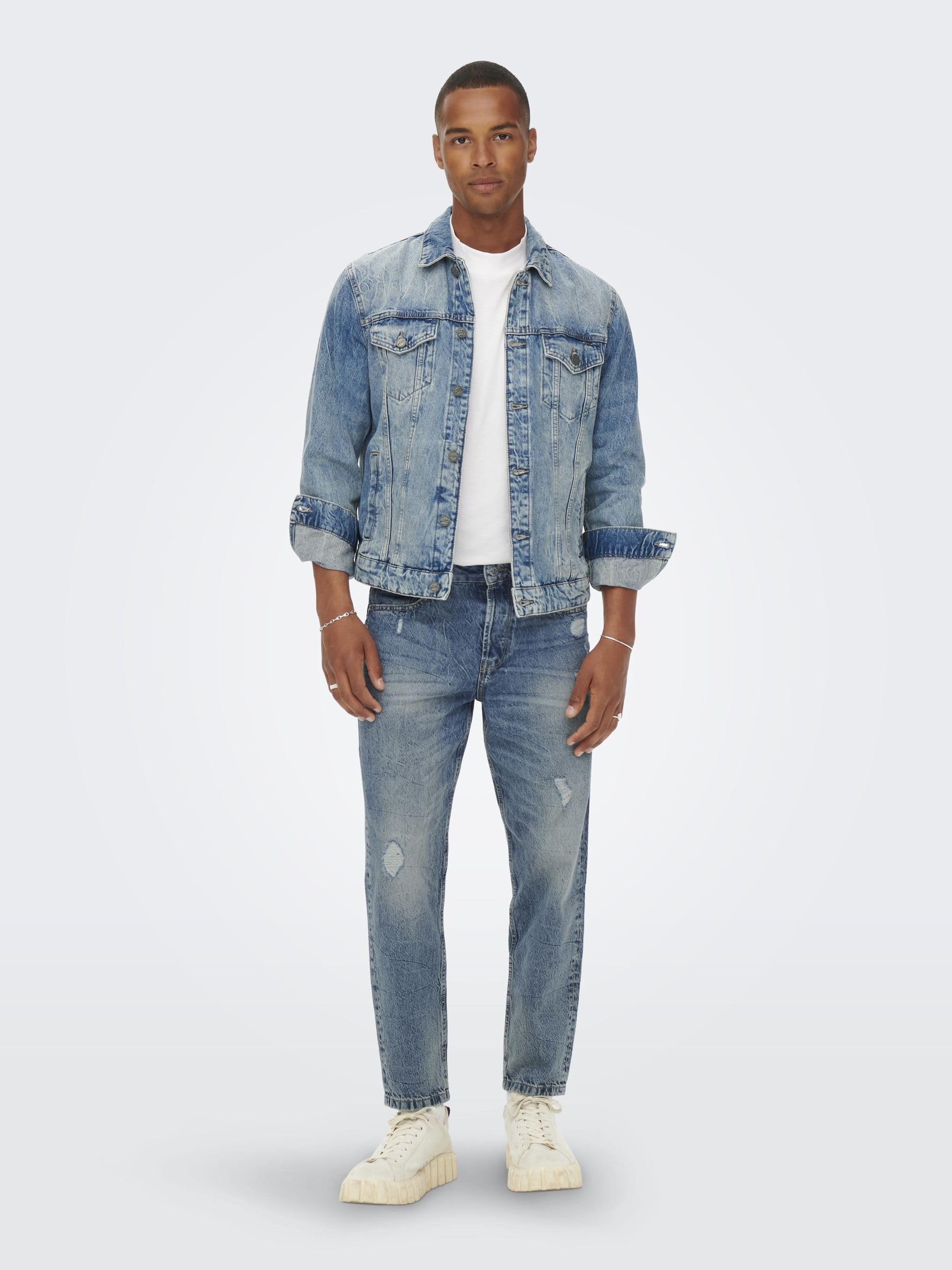 Only & Sons Jeans Uomo 33W/34L Blu Pacco da 2
