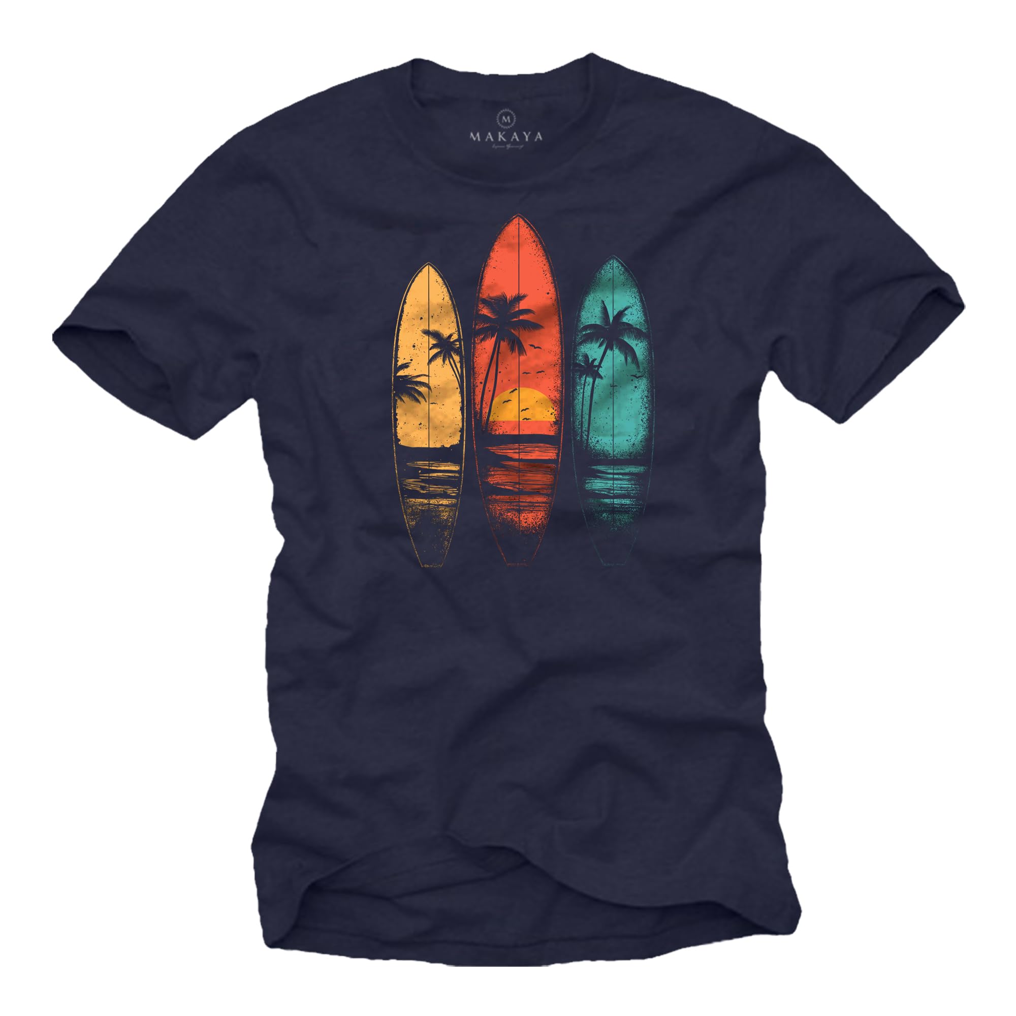 MAKAYA T-Shirt Uomo Surf Maglietta California Nera XL Cotone