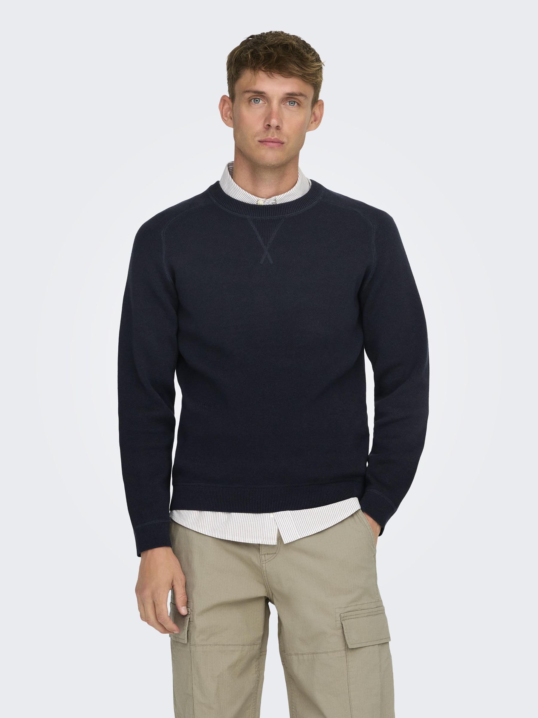 ONLY & SONS Onspin maglione uomo girocollo grigio
