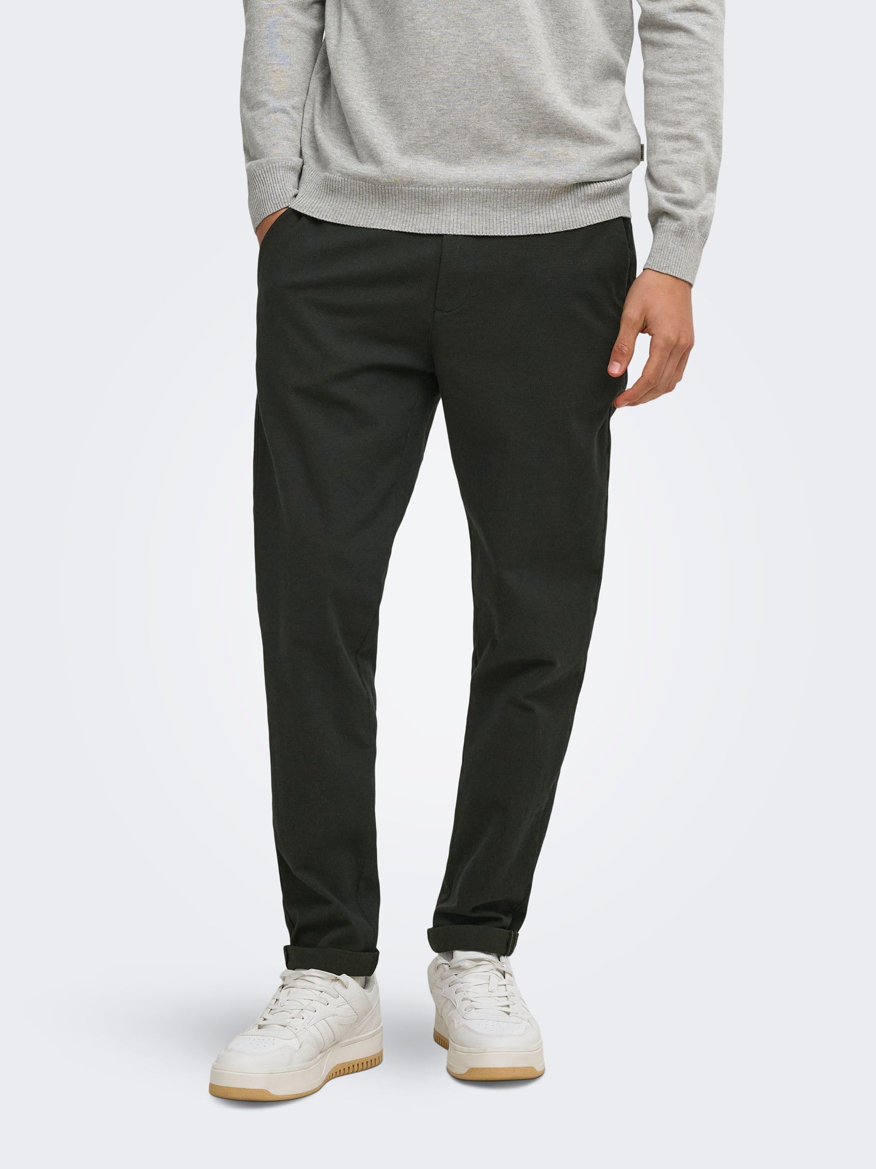 ONLY & SONS Onsmark Pete Pantaloni Uomo Slim Dobby Chino