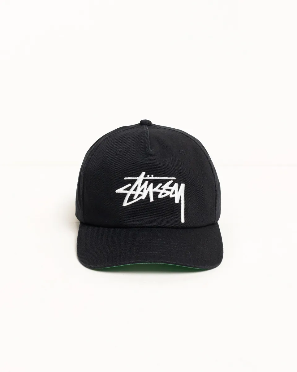 Stussy Mid-Depth Big Stock Snapback cappellino nero cotone
