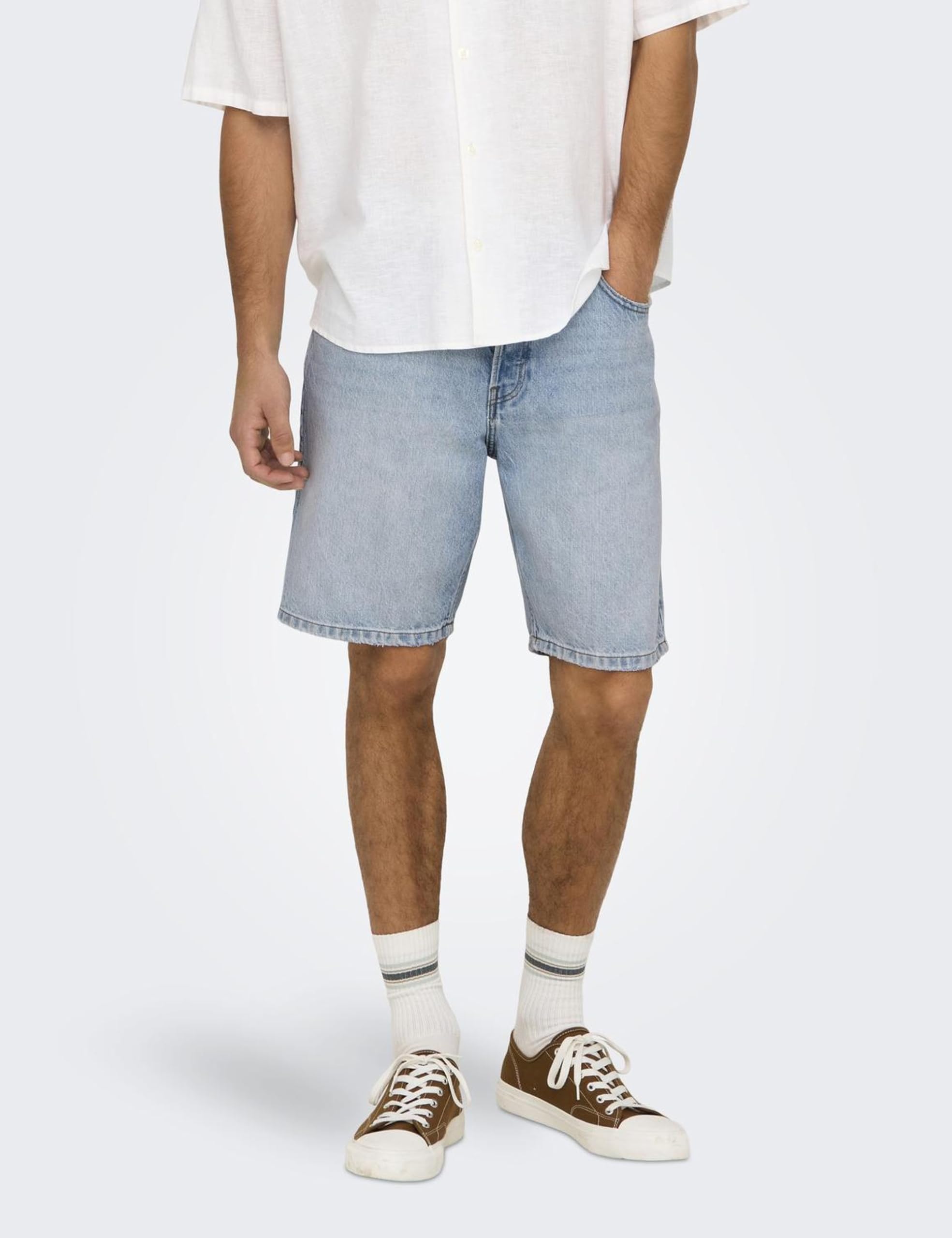 Only & Sons Onsedge Mid Waist Shorts Jeans Uomo XL Blu
