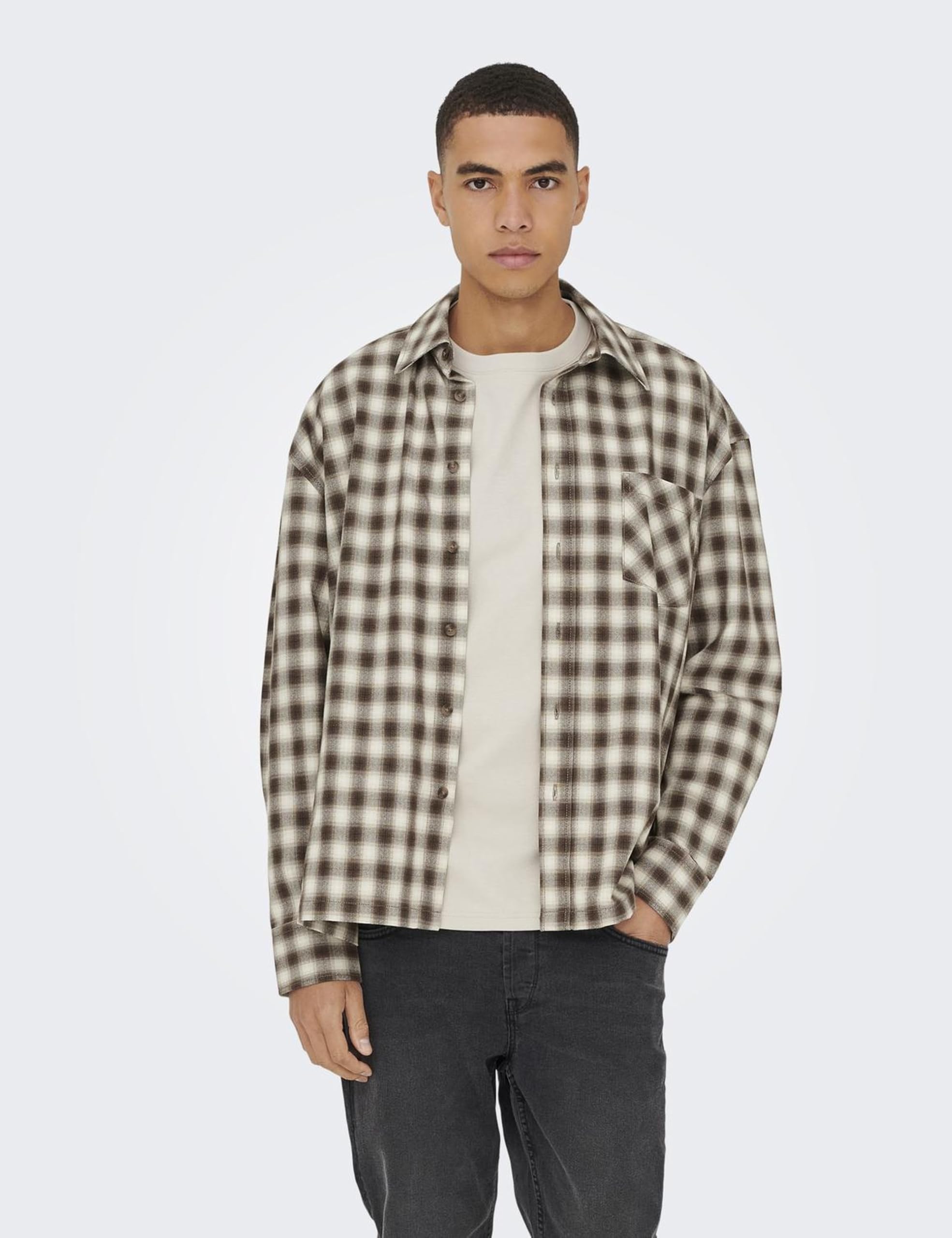 ONLY & SONS Onselliot Camicia Grey Pinstripe S