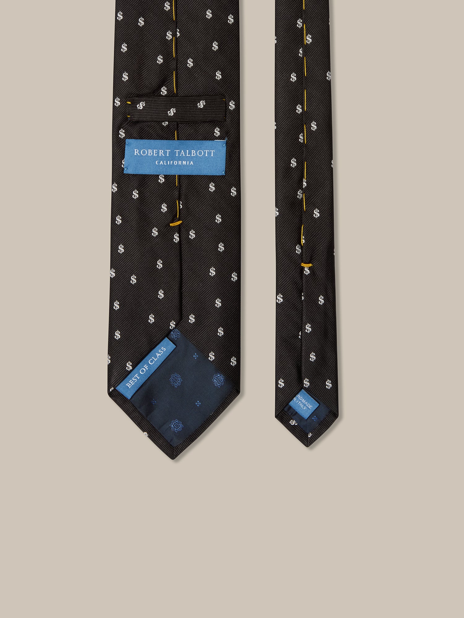 Robert Talbott Robert Dollar Cravatta Nera Seta 152 cm
