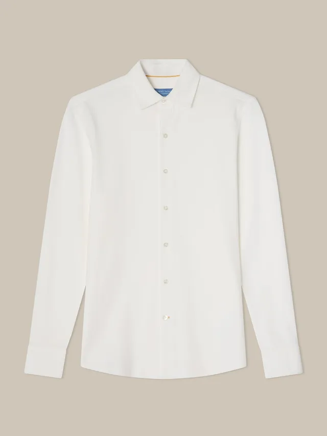 Robert Talbott Foster polo cotone bianco manica lunga