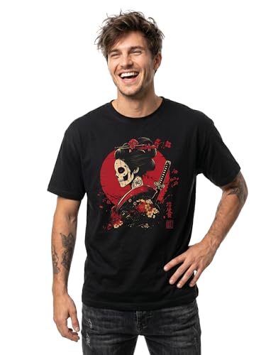 MAKAYA T-Shirt Uomo Kanji Samurai Guerriero maglietta XXL cotone