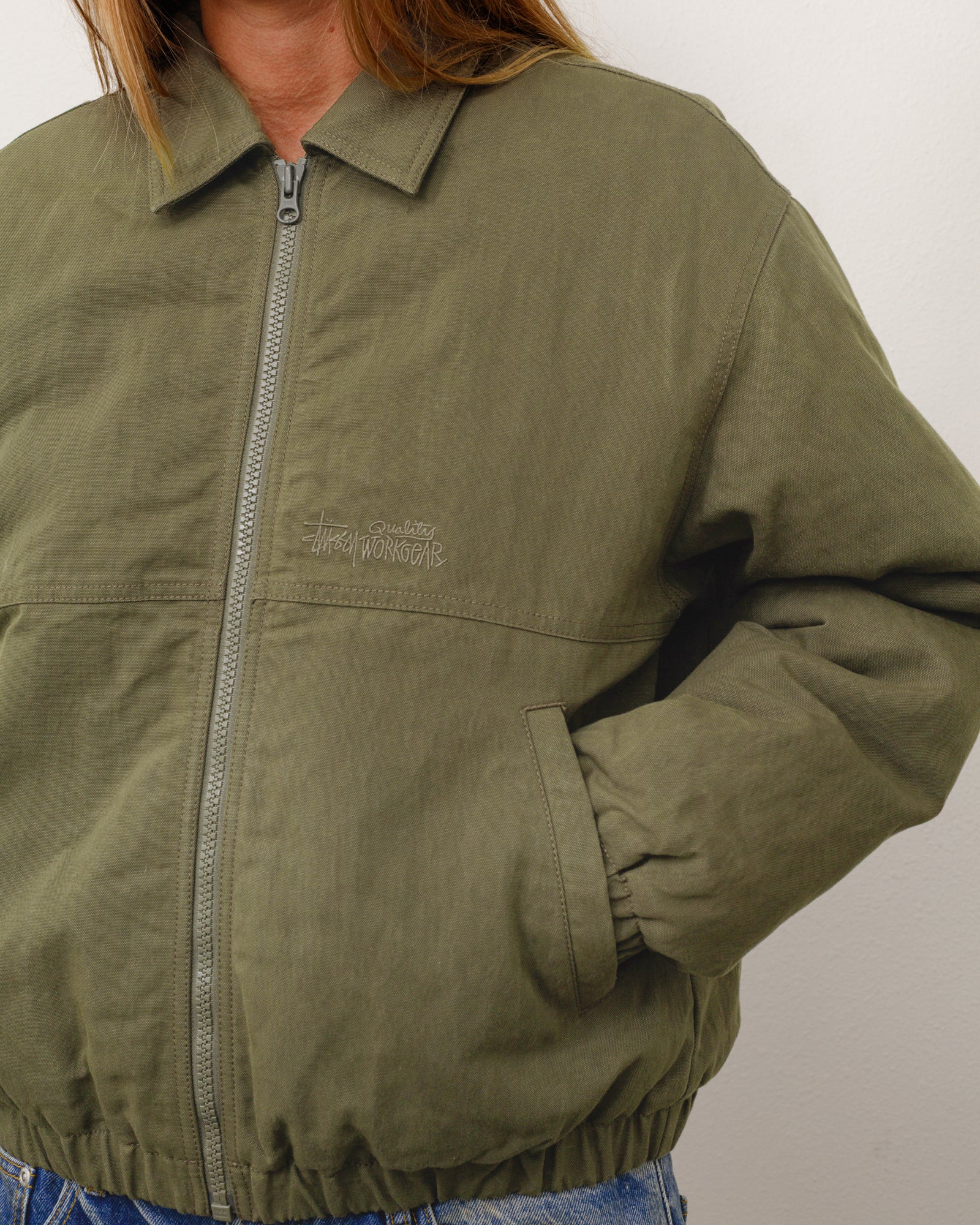 Stussy Nyco Collared Work Jacket giacca verde imbottita