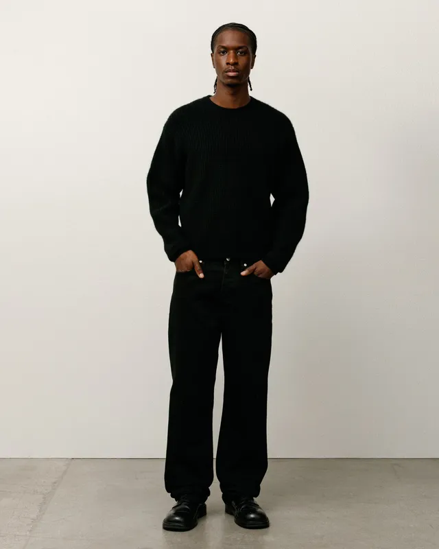 Stussy Waffle Cashmere Sweater maglione nero cachemire