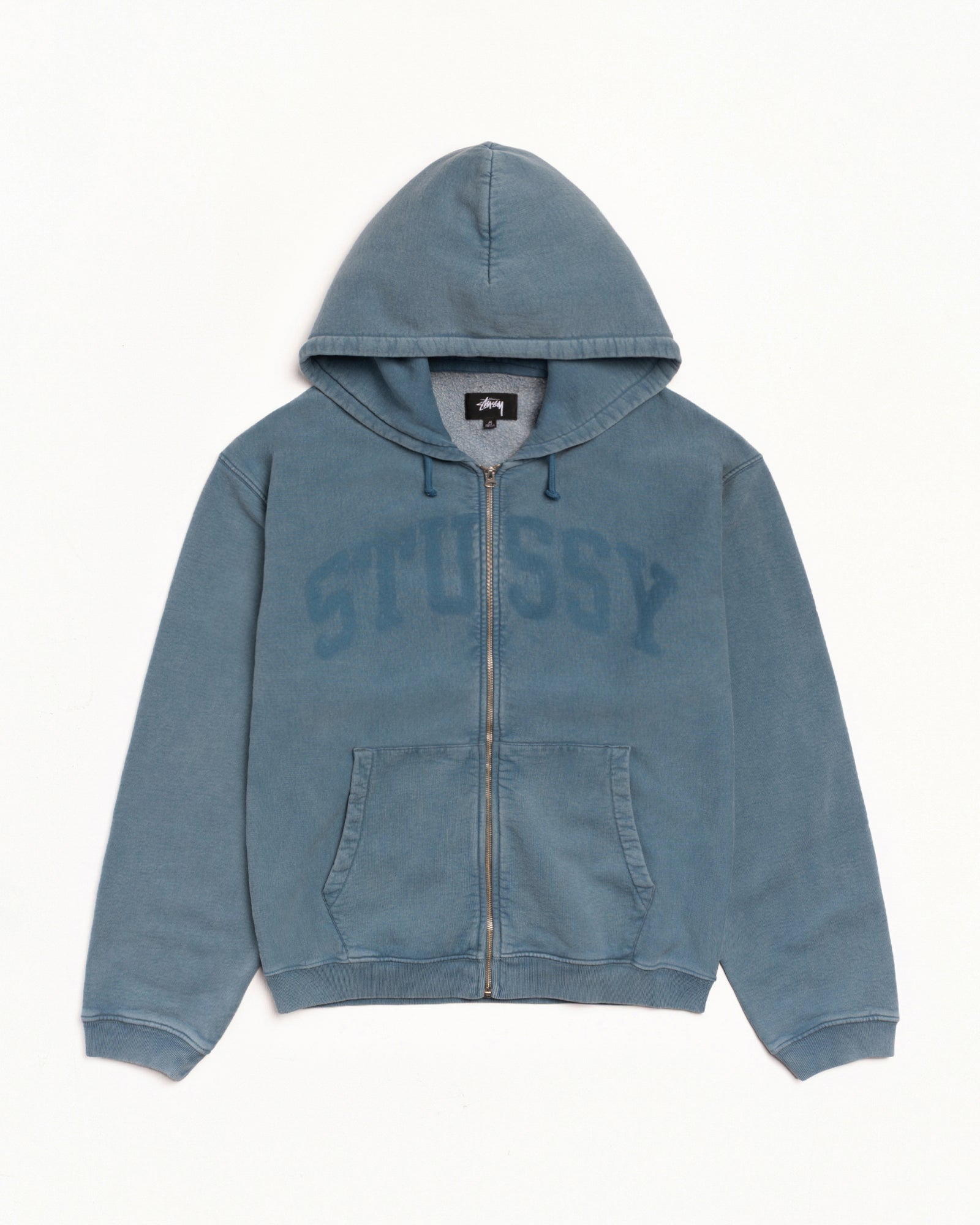 Stussy Faded Graphic Zip Hoodie felpa blu navy 500 gsm