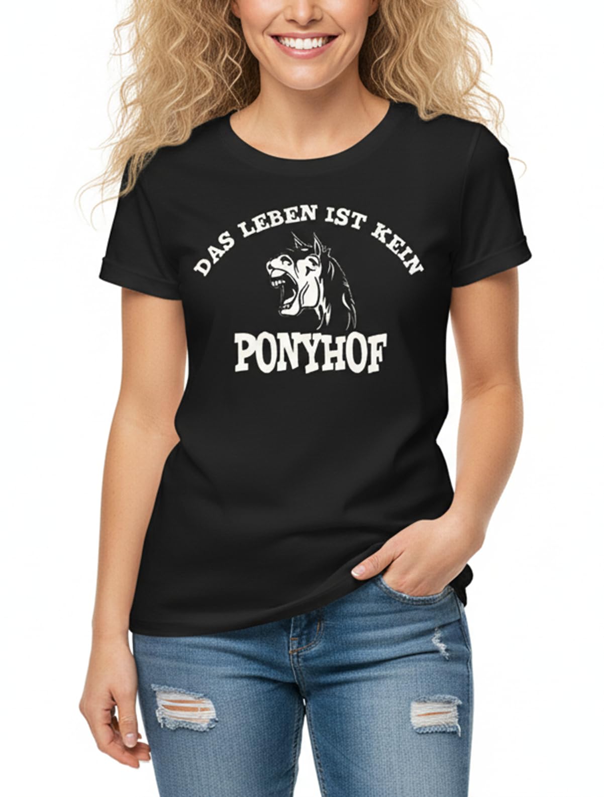 MAKAYA T-Shirt Donna cavallo L cotone letto di rose