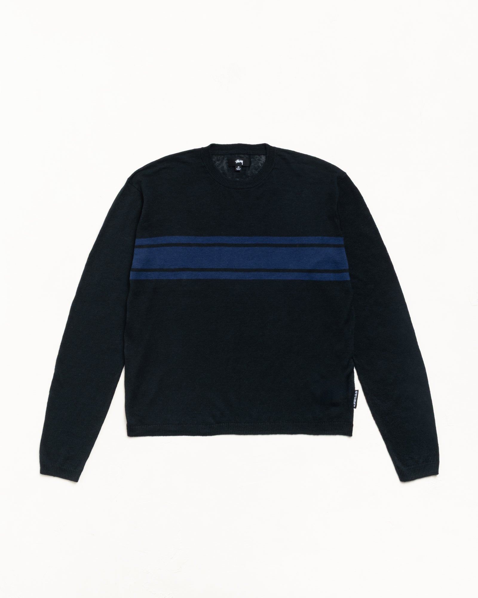 Stussy Maglione Leggero a Righe maglia nera lino