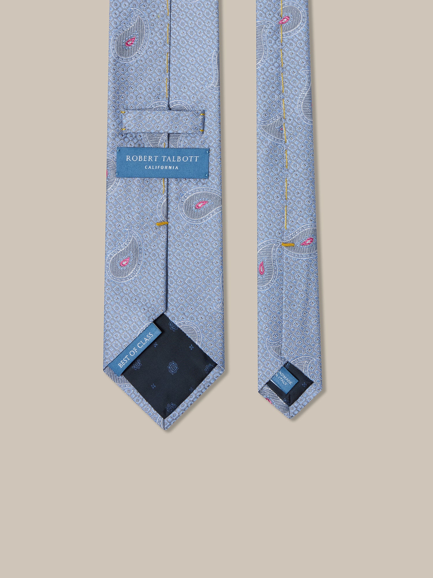 Robert Talbott Pine Geo cravatta seta azzurra REG