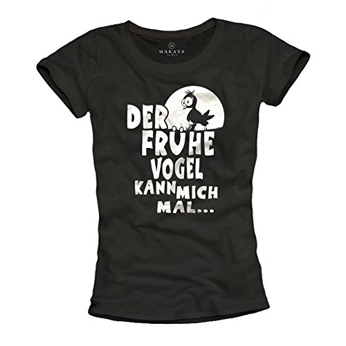 MAKAYA T-Shirt Donna Early Bird Scritta Cotone L