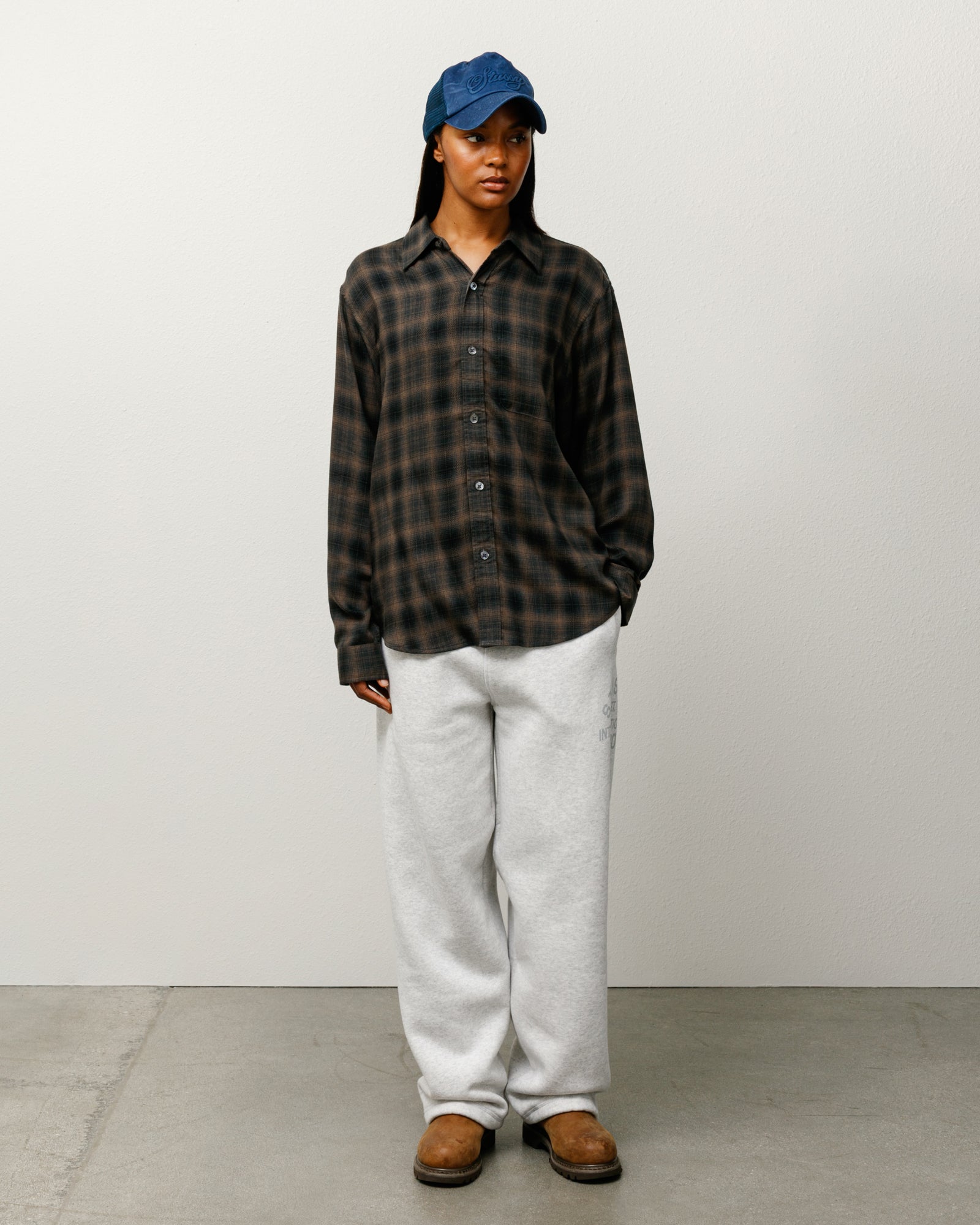 Stussy Matthew Printed Shirt camicia marrone Tencel