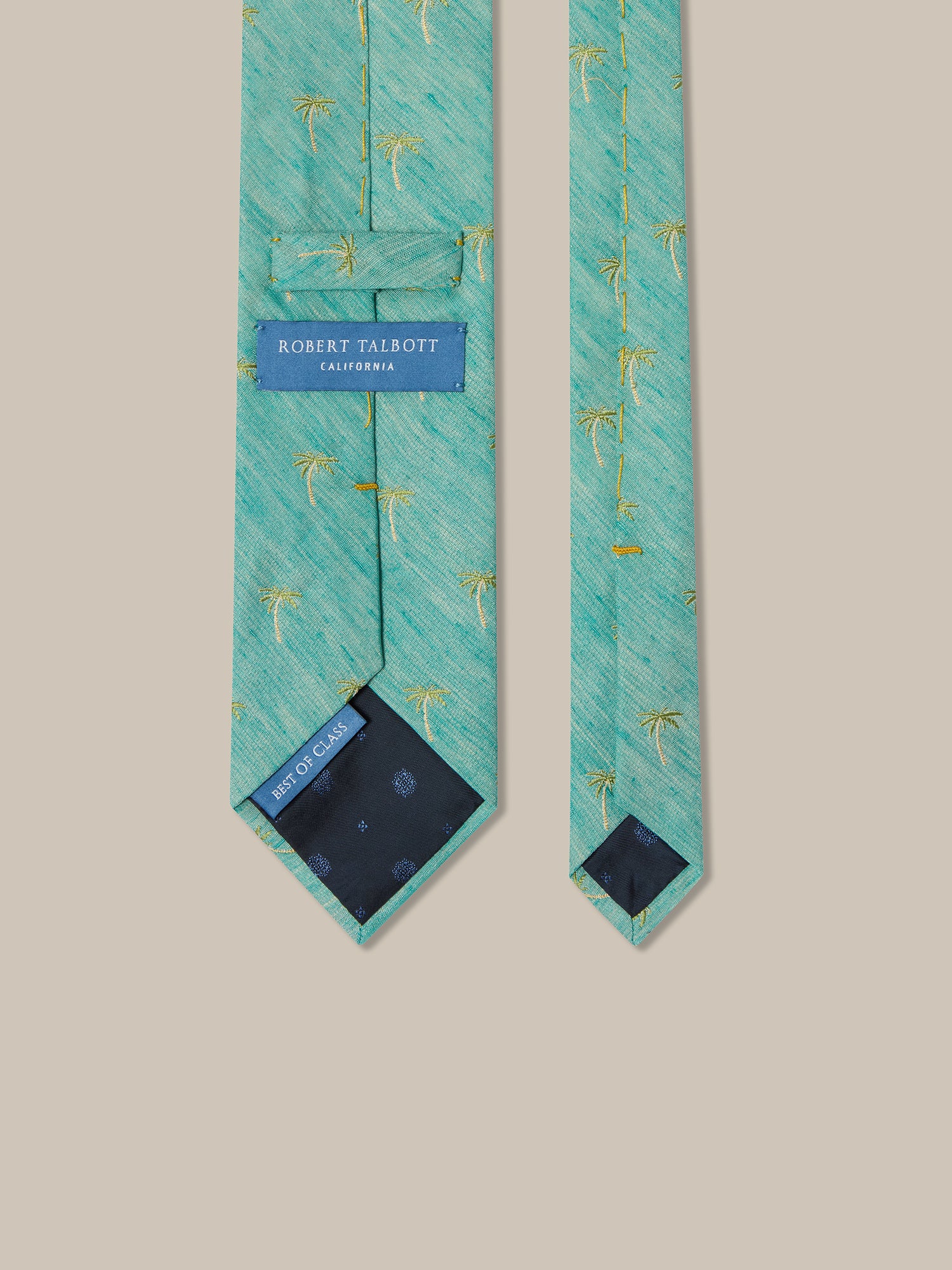 Robert Talbott Palm Cravatta Seta Lino Aqua Best of Class
